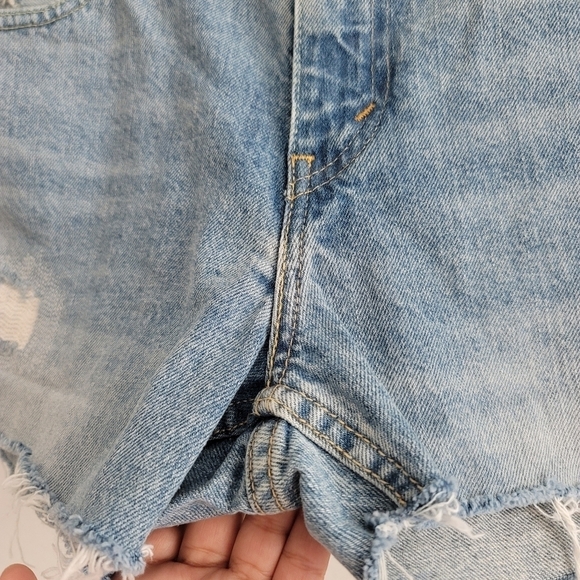 Levi's 511 Light Wash Distressed Denim Cut-Off Jean Shorts - Picture 6 of 11